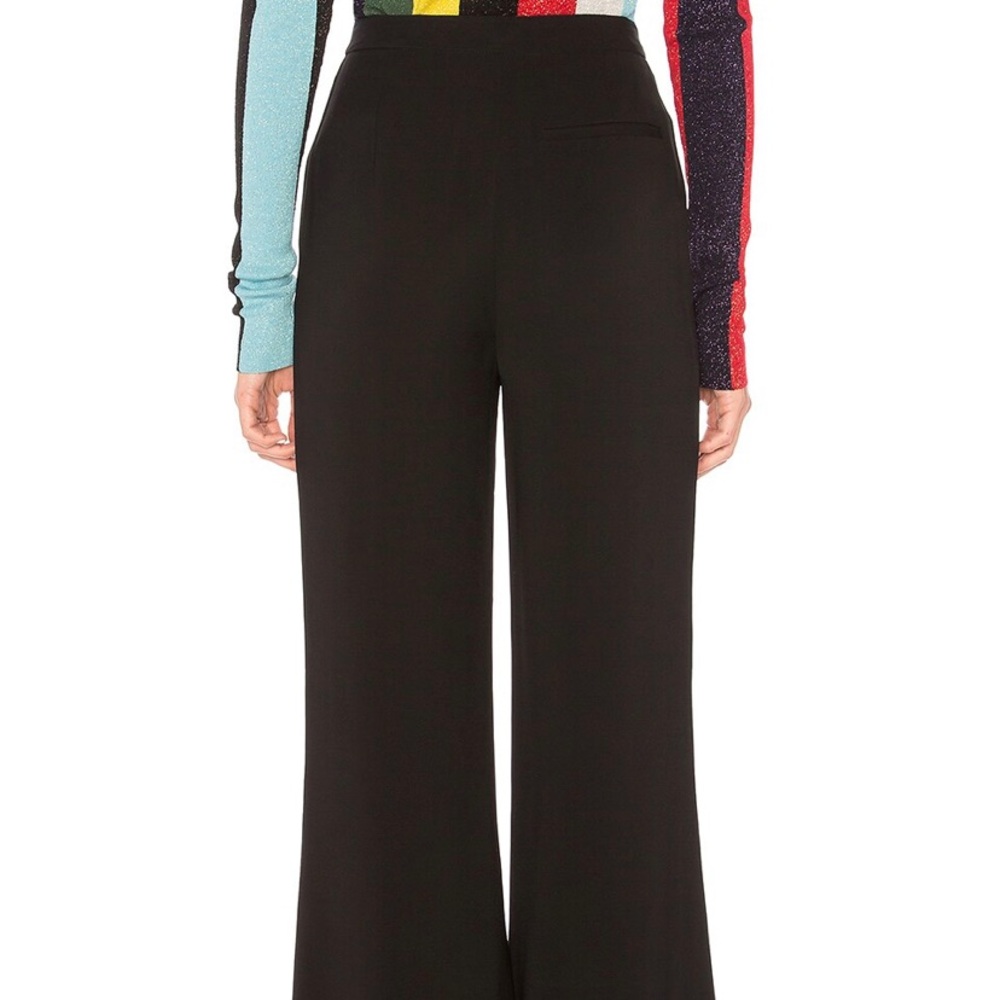 NWT Diane Von Furstenberg Pleat front flare pant Black sz8